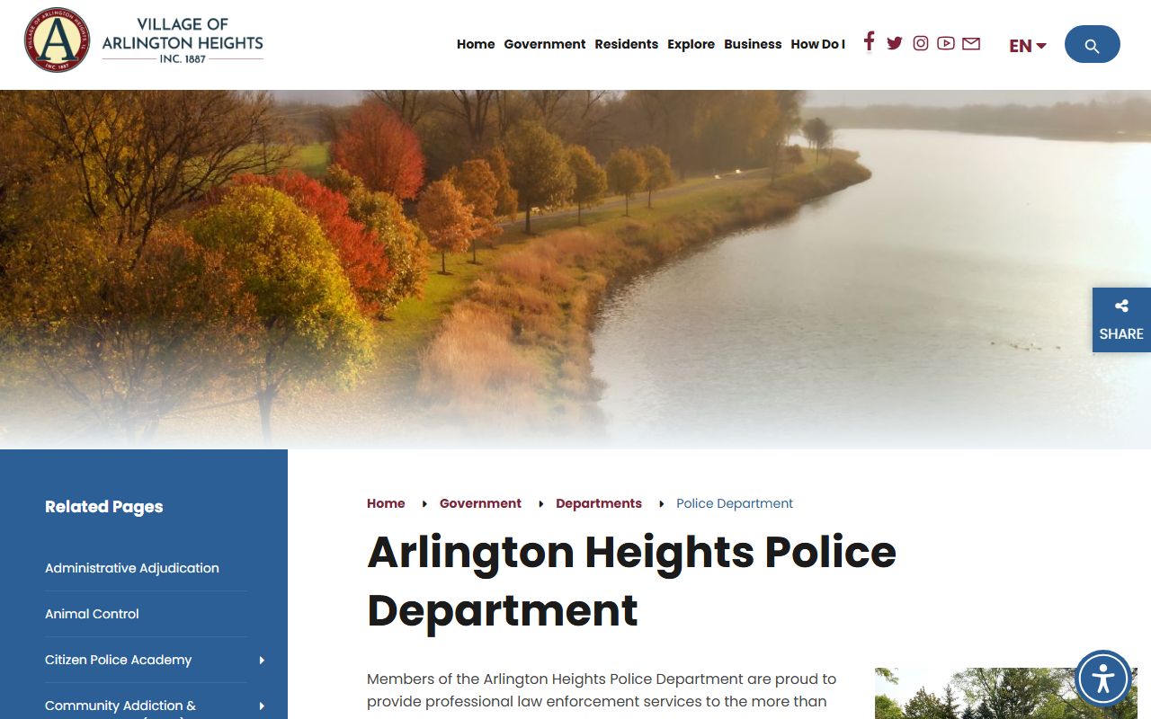 Arlington Heights Police Department website for DUI records and arrest information