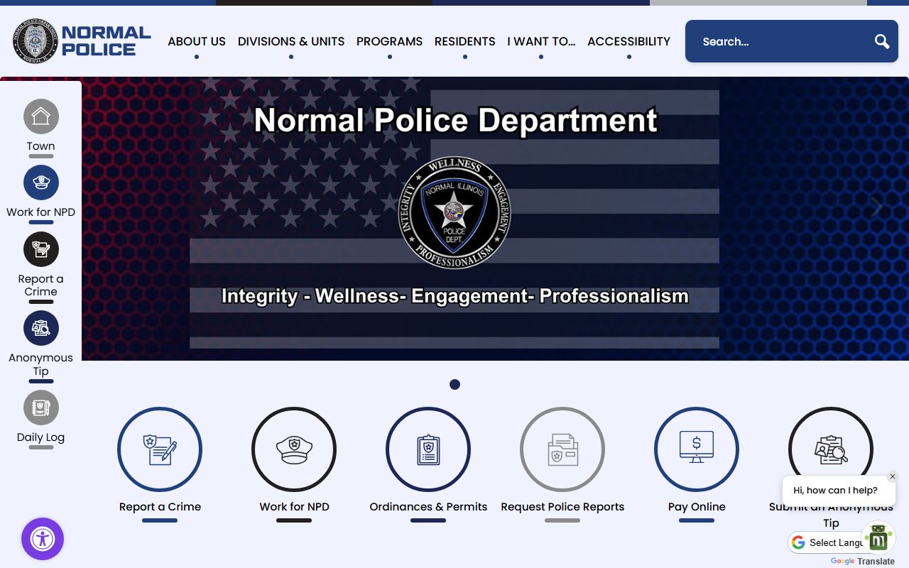 Normal Police Department website for DUI records and arrest information in Normal Illinois