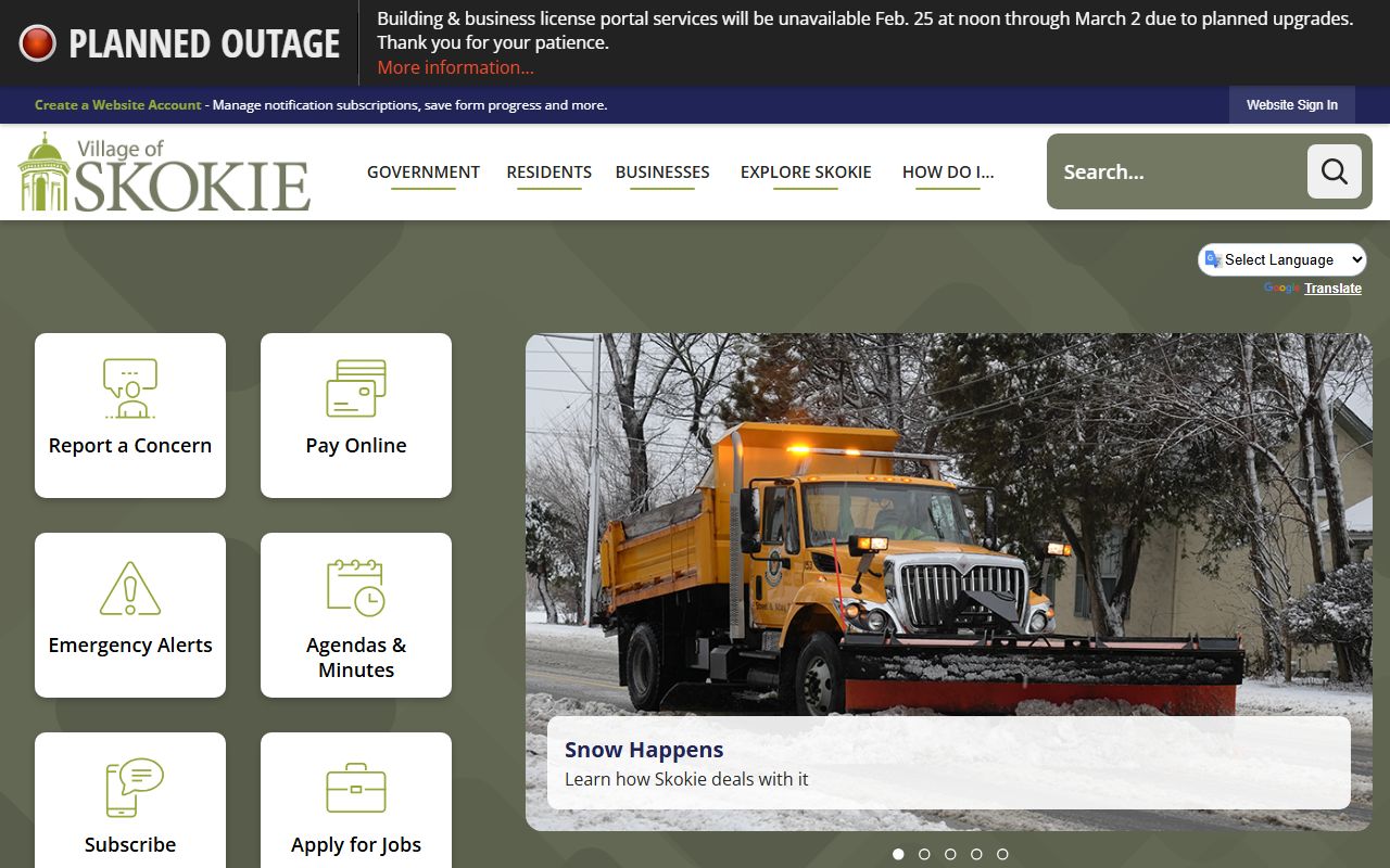 Village of Skokie website for accessing DUI records and public information