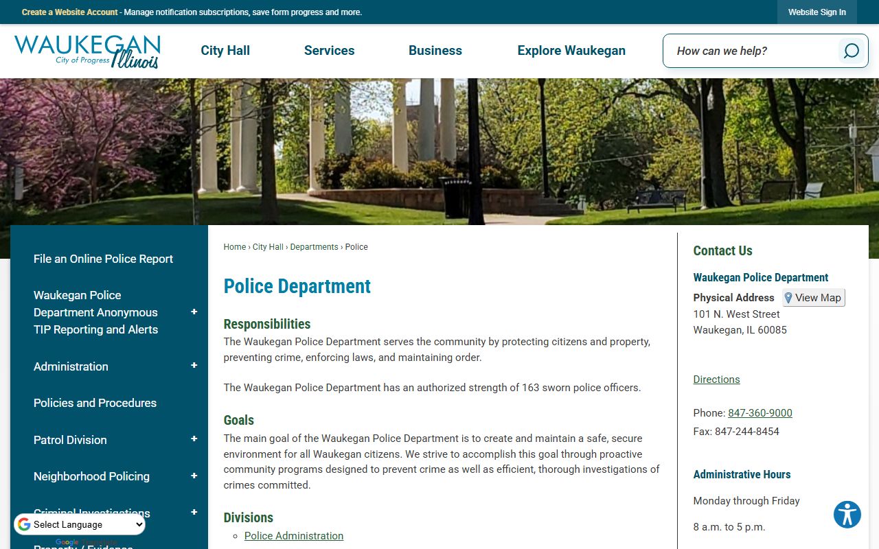 Waukegan Police Department website for DUI records and arrest information