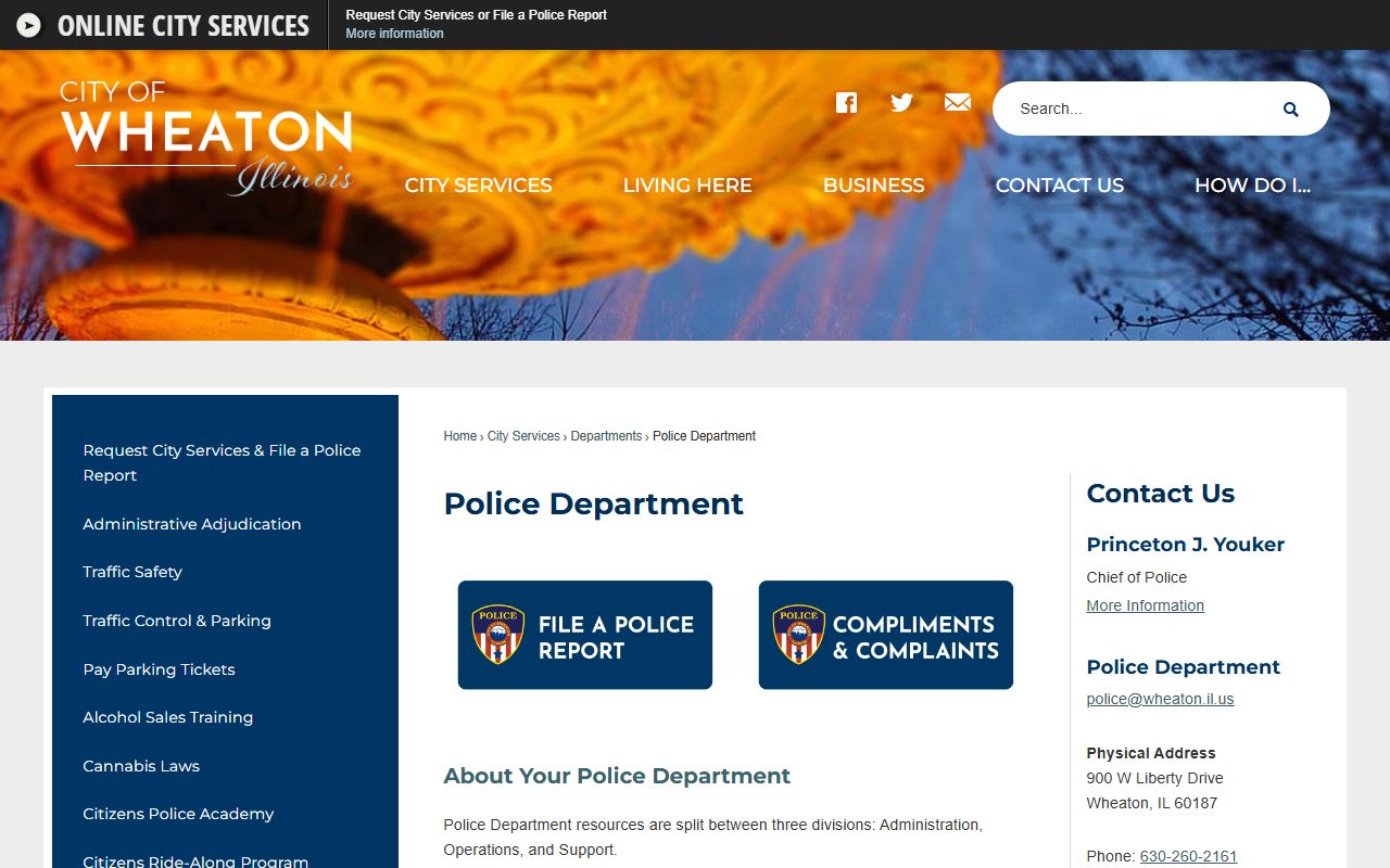 Wheaton Police Department website for DUI records and arrest information in Wheaton Illinois