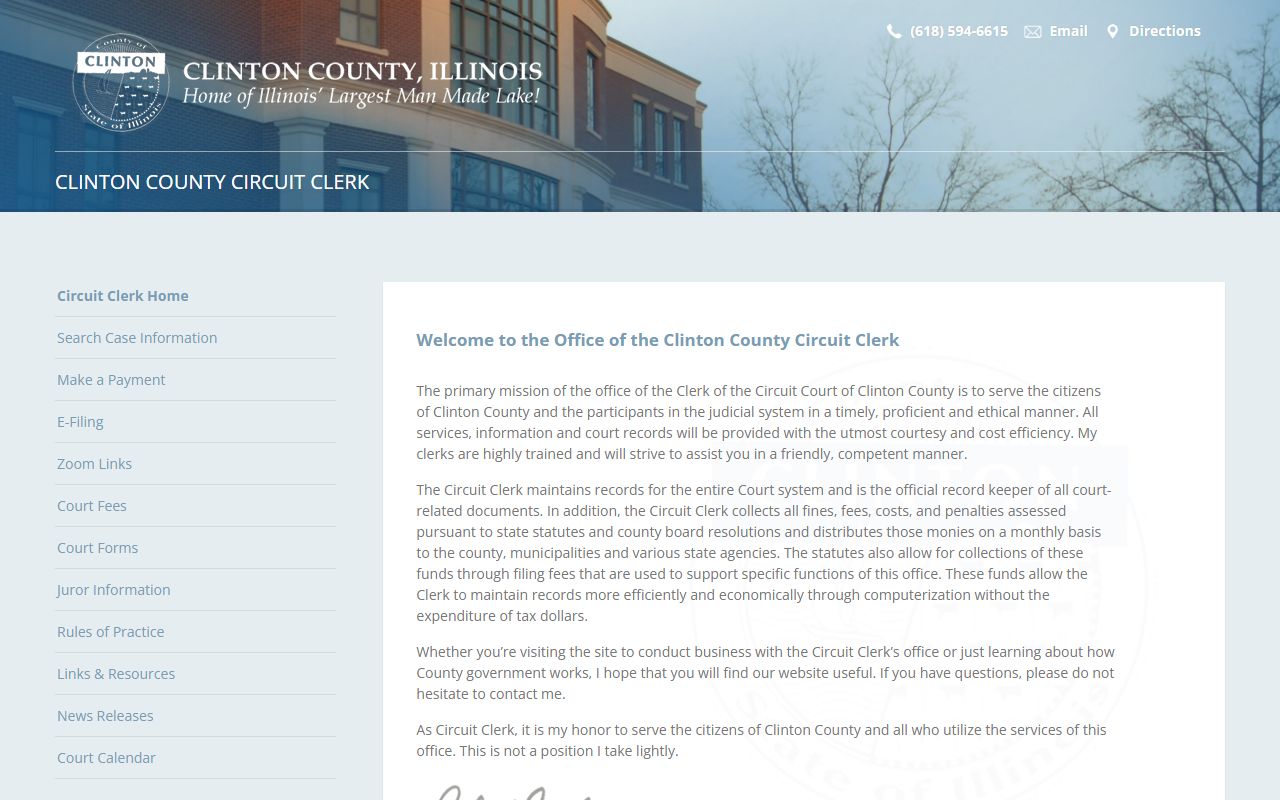 Clinton County Circuit Clerk website for DUI court records in Carlyle Illinois