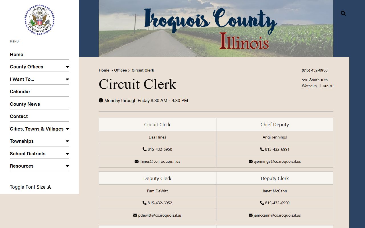 Iroquois County Circuit Clerk website for DUI records in Watseka Illinois