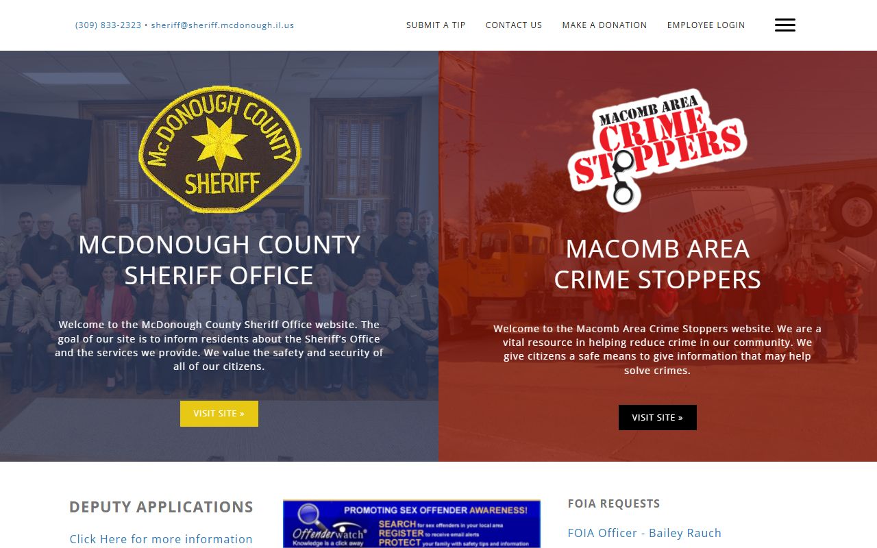McDonough County Sheriff Office for DUI arrest records in Macomb Illinois