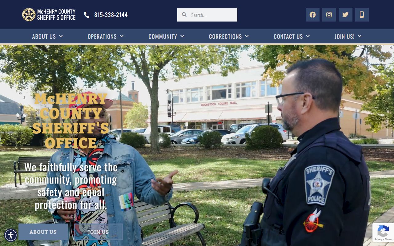 McHenry County Sheriff website showing DUI arrest and public safety information for McHenry County Illinois