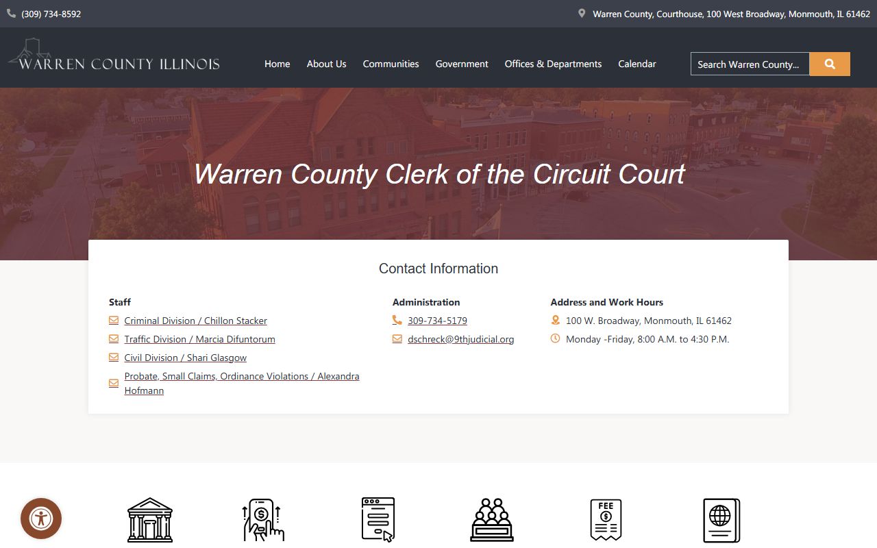 Warren County Circuit Clerk office for DUI records in Monmouth Illinois